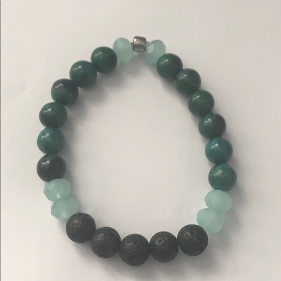 Chrysocolla Gemstone Diffuser Bracelet Lava Rock - Picture 1 of 3